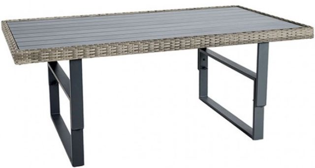 Furniture of America® Antigua Gray Aluminum/Faux Wicker Outdoor Adjustable Table with Gunmetal Base -0