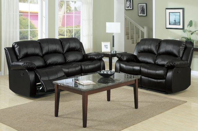 Homelegance® Cranley Black Double Manual Reclining Sofa-1