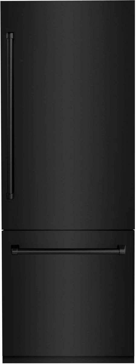 ZLINE 30" 16.1 Cu. Ft. Black Stainless Steel Built-In Counter Depth Bottom Freezer Refrigerator with Bright White Interior-0