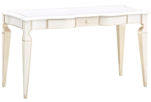 Michael Amini® La Marisia Creamy Pearl Vanity Desk and  Mirror-2