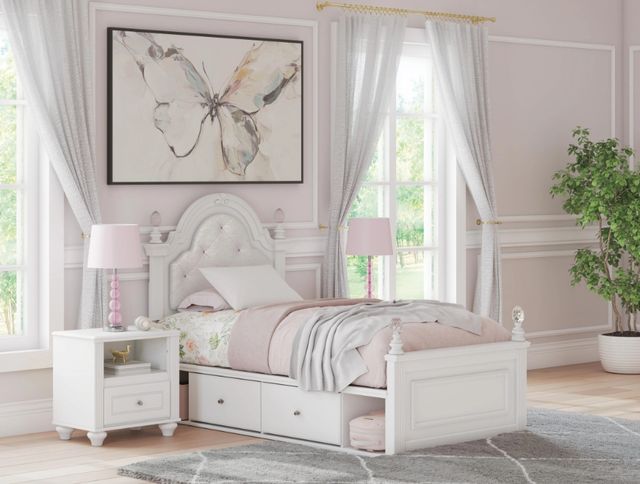 Signature Design by Ashley® Kozlani White Youth Twin Upholstered Panel Storage Bed-1