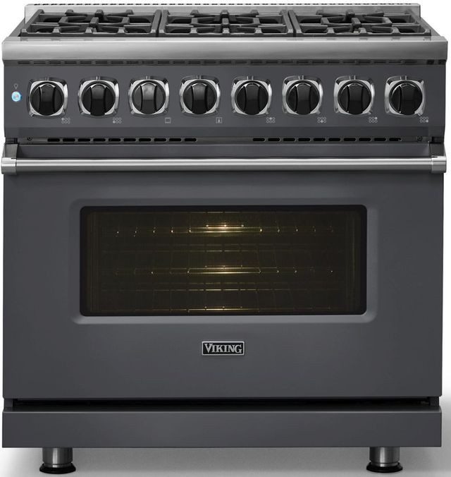 Viking® 7 Series 36" Cast Black Pro Style Dual Fuel Range-2