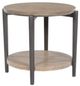 Signature Design by Ashley® Dyonton Light Grayish Brown Top End Table with Gunmetal Base-0
