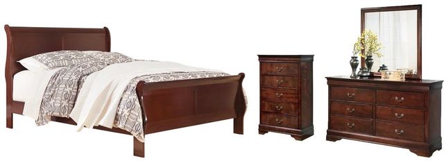 Signature Design by Ashley® Alisdair 4-Piece Dark Brown California King Sleigh Bed Set-0