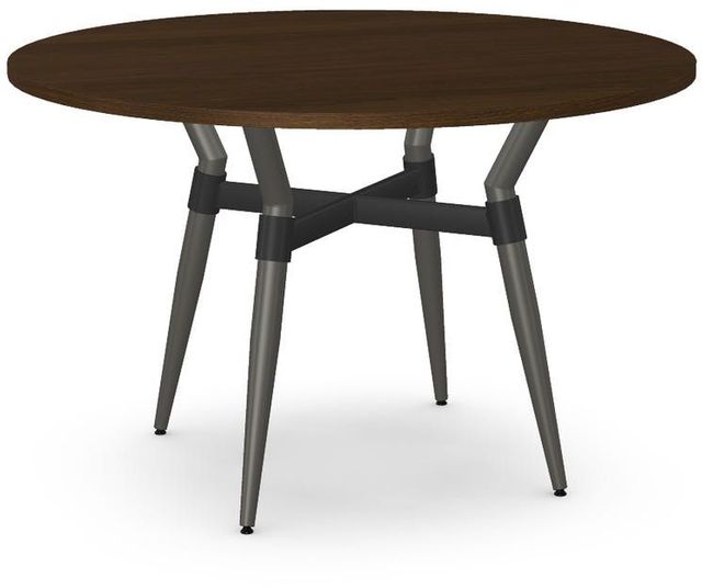 Amisco Customizable Link Walnut Veneer 29.5" Round Table with Steel Legs-0