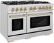 ZLINE Select Autograph Edition 48" Satin Stainless Steel Pro Style Dual Fuel Range with Champagne Bronze Accents-2