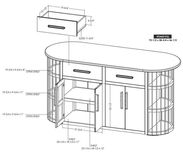 International Furniture Direct Balam Stained Dark Kitchen Island-2
