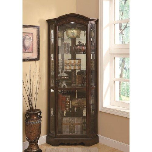 Coaster® Burnished Brown 6-Shelf Corner Curio Cabinet-4