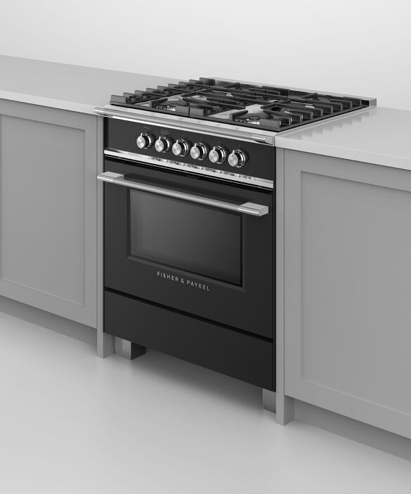 Fisher & Paykel 30" Black Pro Style Natural Gas Range-1