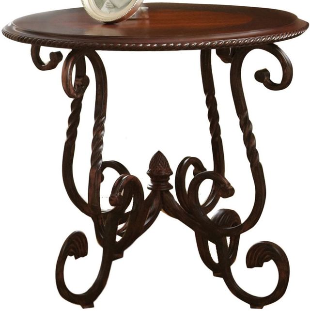 Steve Silver Co. Crowley Dark Cherry End Table with Metal Base-0