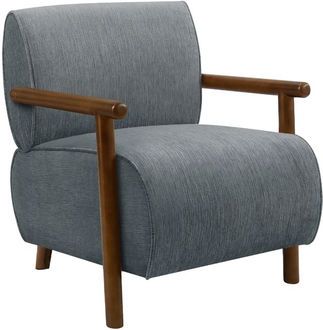 Monarch Specialties Inc. Light Blue/Walnut 31" Accent Chair-0