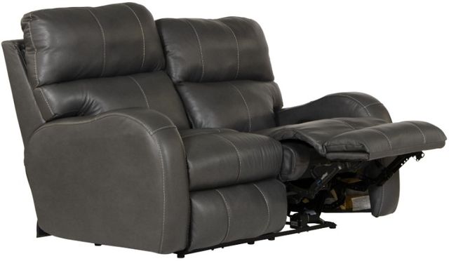 Catnapper® Angelo Gunmetal Leather Power Lay Flat Reclining Loveseat with Power Adjustable Headrest-1
