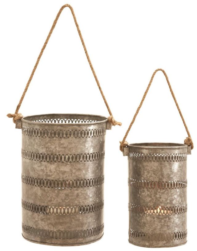 Deco Marche 2-Piece Gray Coastal Lantern Set-0