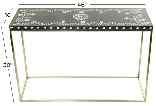 Deco Marche Black Console Table with Gold Base-3
