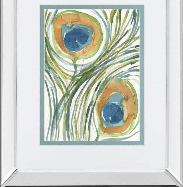 Classy Art Peacock Abstract II by Samuel Dixon Mirror Framed Wall Art-1