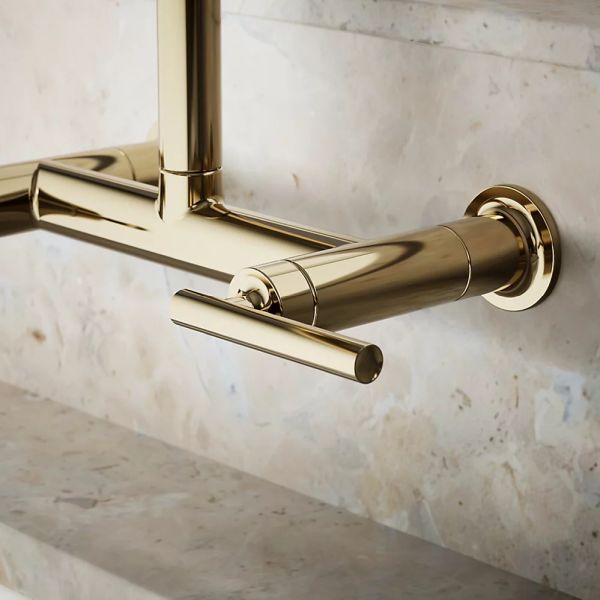 KOHLER® Purist® Vibrant French Gold 2-Hole Wall-Mount Bridge Kitchen Sink Faucet-3