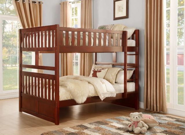 Homelegance® Rowe Dark Cherry Full/Full Bunk Bed-1