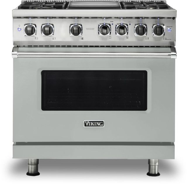 Viking® 5 Series 36" Arctic Grey Pro Style Dual Fuel Natural Gas Range with 12" Griddle-0