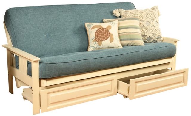 Kodiak Furniture Monterey Linen Aqua/Antique White Full Storage Futon with Mattress-0