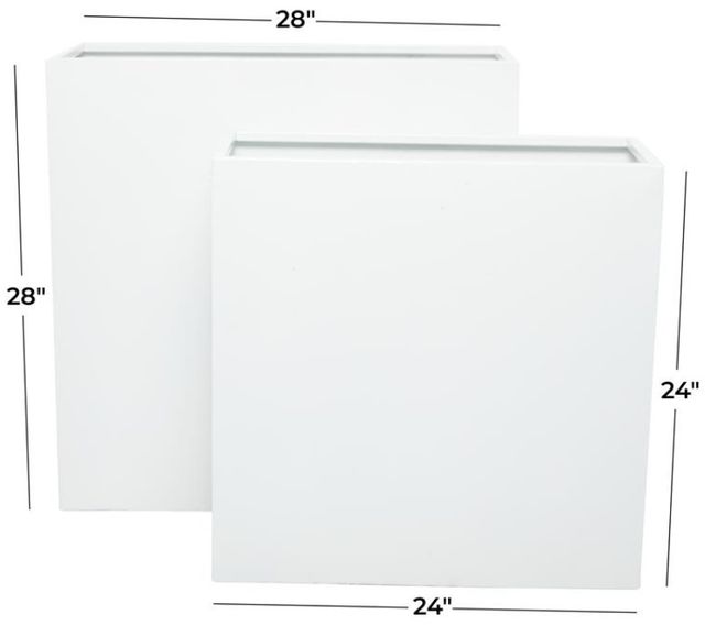 Deco Marche 2-Piece White Rectangular Planter Set-3