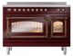 Ilve® Nostalgie II Noblesse 48'' Burgundy Pro Style Induction Range with Burnished Trim-1