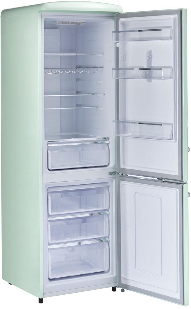 Unique® Appliances Classic Retro 12 Cu. Ft. Summer Mint Green Counter Depth Bottom Freezer Refrigerator-3