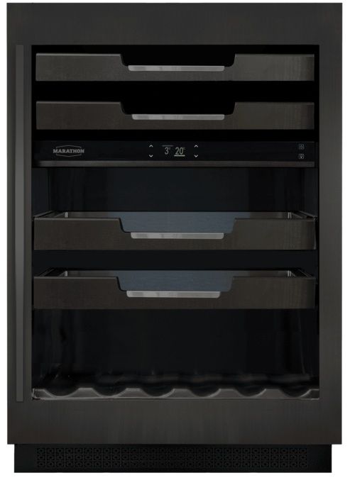 Marathon M4 Series 24” 5.3 Cu. Ft. Black Stainless Steel Built-In Dual Zone Wine Cooler-1