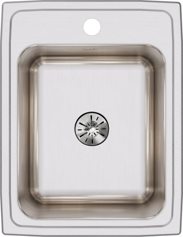 Elkay Lustertone® Classic Lustrous Satin 17" x 22" x 10-1/8" 1-Hole Single Bowl Drop-In Sink with Perfect Drain®-1