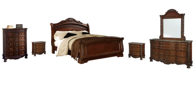 Millennium® by Ashley® North Shore 6-Piece Dark Brown California King Sleigh Bed Set-0
