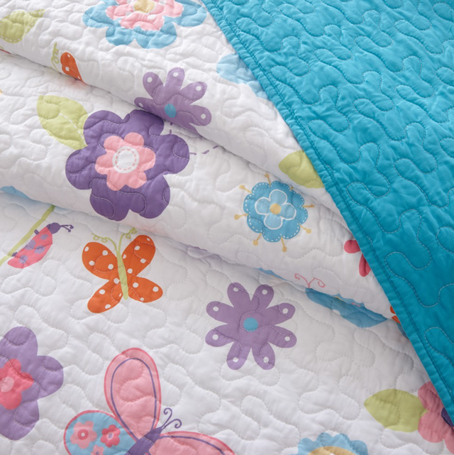 Olliix by Mi Zone Kids Fluttering Farrah Multi Twin Reversible Complete Coverlet and Sheet Set-3