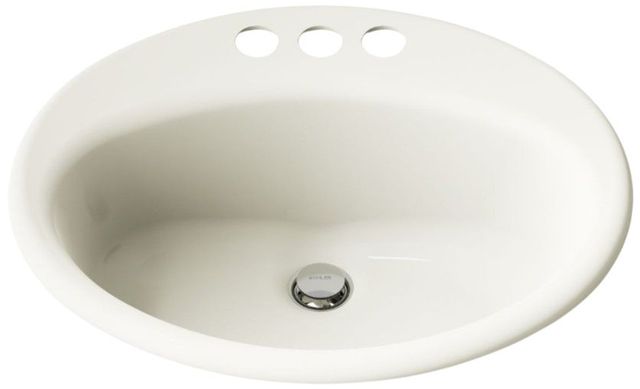 Kohler Farmington® Biscuit 19.25" Centerset Oval Drop-In Bathroom Sink-4