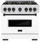 ZLINE Classic Autograph Edition 36" Satin Stainless Steel Pro Style Gas Range with White Matte Door and Matte Black Accents-0