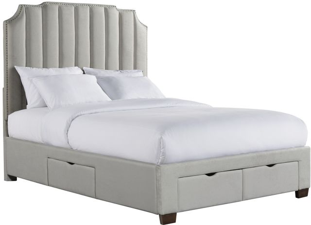 Elements International Harper Gray Queen Upholstered Storage Bed-0