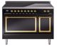 Ilve® Nostalgie II Noblesse 48'' Glossy Black Pro Style Induction Range with Brass Trim-0
