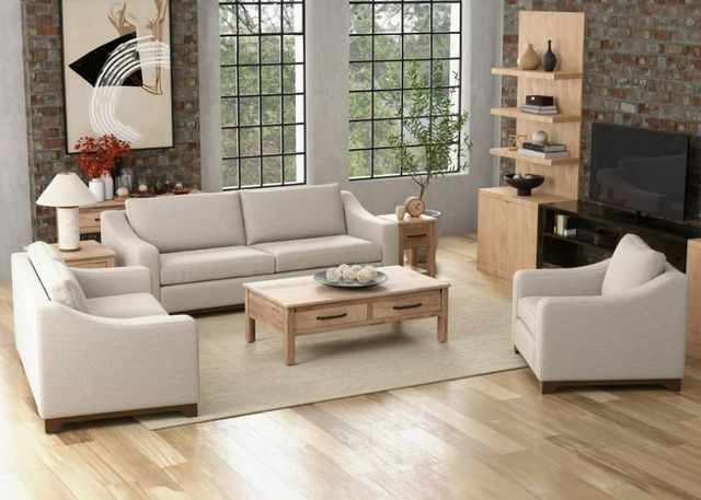 International Furniture Direct Natural Parota Ivory Sofa-1