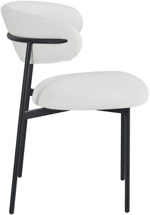 Meridian Furniture Lupita White/Matte Black Vegan Leather Dining Chair-3