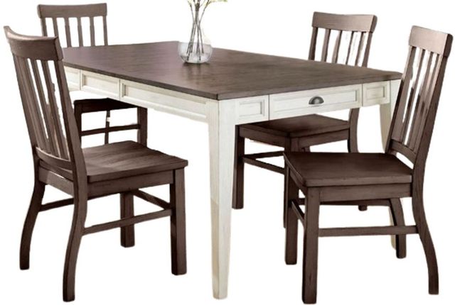 Steve Silver Co. Cayla 5-Piece Dark Oak/White Dining Table Set-0