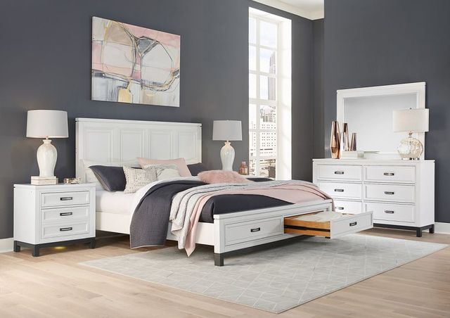 aspenhome® Hyde Park White Paint King Panel Storage Bed-2