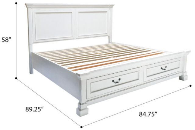 Emerald Home Stoney Creek Antique White King Panel Storage Bed-2