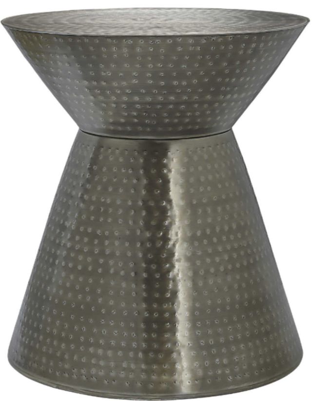 Monarch Specialties Inc. Silver Grey Iron Hourglass Drum Table-0