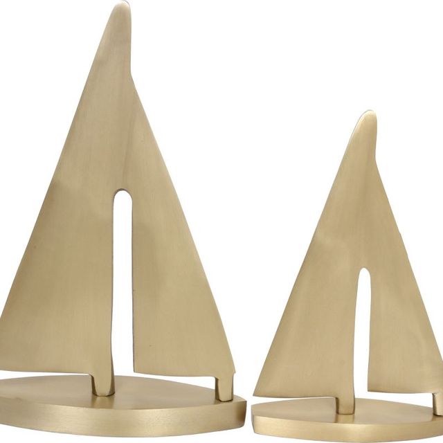 Renwil® Fable Set of 2 Gold Sail Boats Statues-1