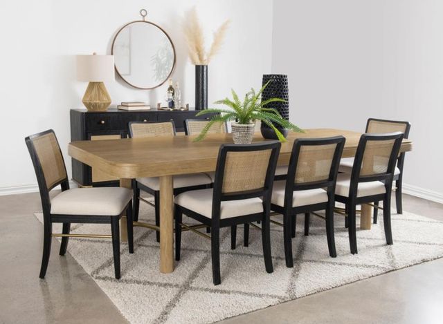 Coaster® Arini 9-Piece Black/Cream/Sand Wash Extension Leaf Dining Table Set-1