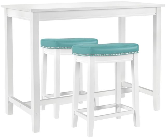Linon Claridge 3-Piece Teal/White Counter Table Set-0