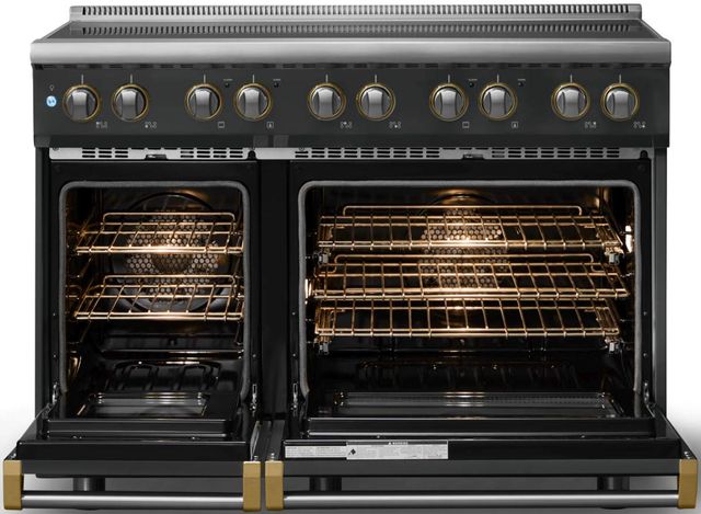 Viking® 5 Series 48" Antique Bronze Pro Style Induction Range with Brushed Brass Trim-1