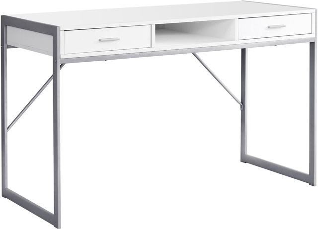 Monarch Specialties Inc. 48"L White and Silver Metal Computer Desk-0