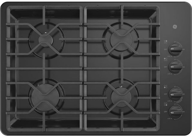 GE® 30" Black Gas Cooktop with Dishwasher-Safe Grates-0