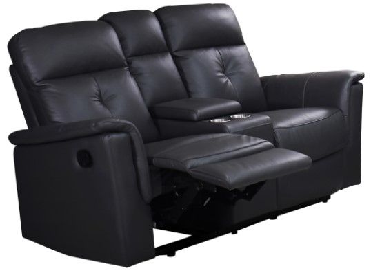 Mazin Furniture Ellesmere Dark Grey Manual Reclining Loveseat with Center Console-1