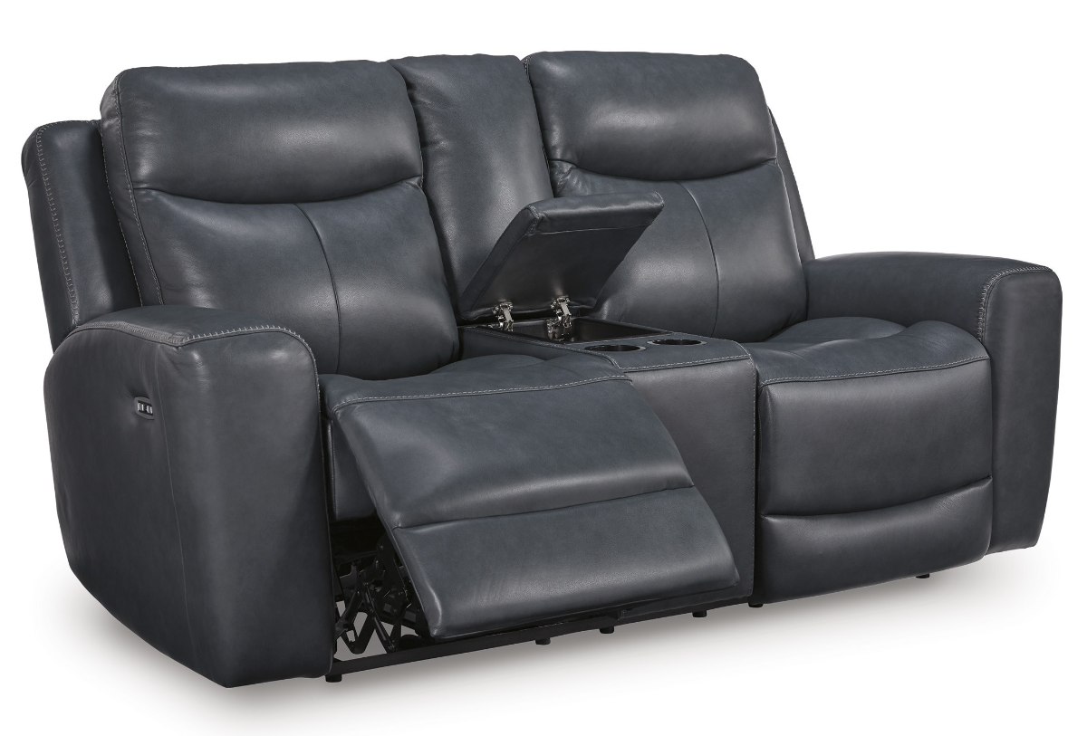 Signature Design by Ashley® Next Move Admiral Power Reclining Console Loveseat with Adjustable Headrest