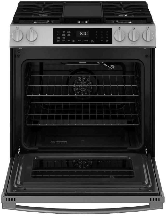 GE® 600 Series 30" Fingerprint Resistant Stainless Steel Slide In Gas Range with No Preheat Air Fry and EasyWash™ Oven Tray-2