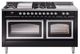 Ilve® Nostalgie II Noblesse 60'' Glossy Black Pro Style Dual Fuel Range with Chrome Trim-0